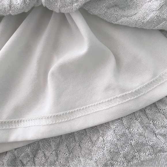 Knit Sweater and Midi Skirt Set with Gathered Sleeves and Metallic Silver Thread - Picture 6 of 7